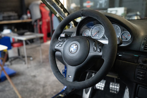 Auto Interior Technic Alcantara steering wheel wrap installed